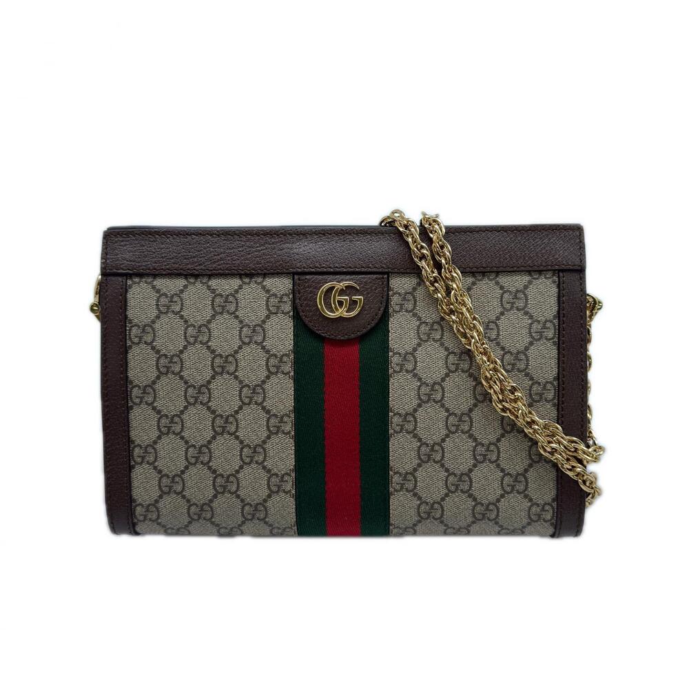 Gucci leather chain shoulder Ophidia GG brown bag beige Supreme canvas Brown Tan
